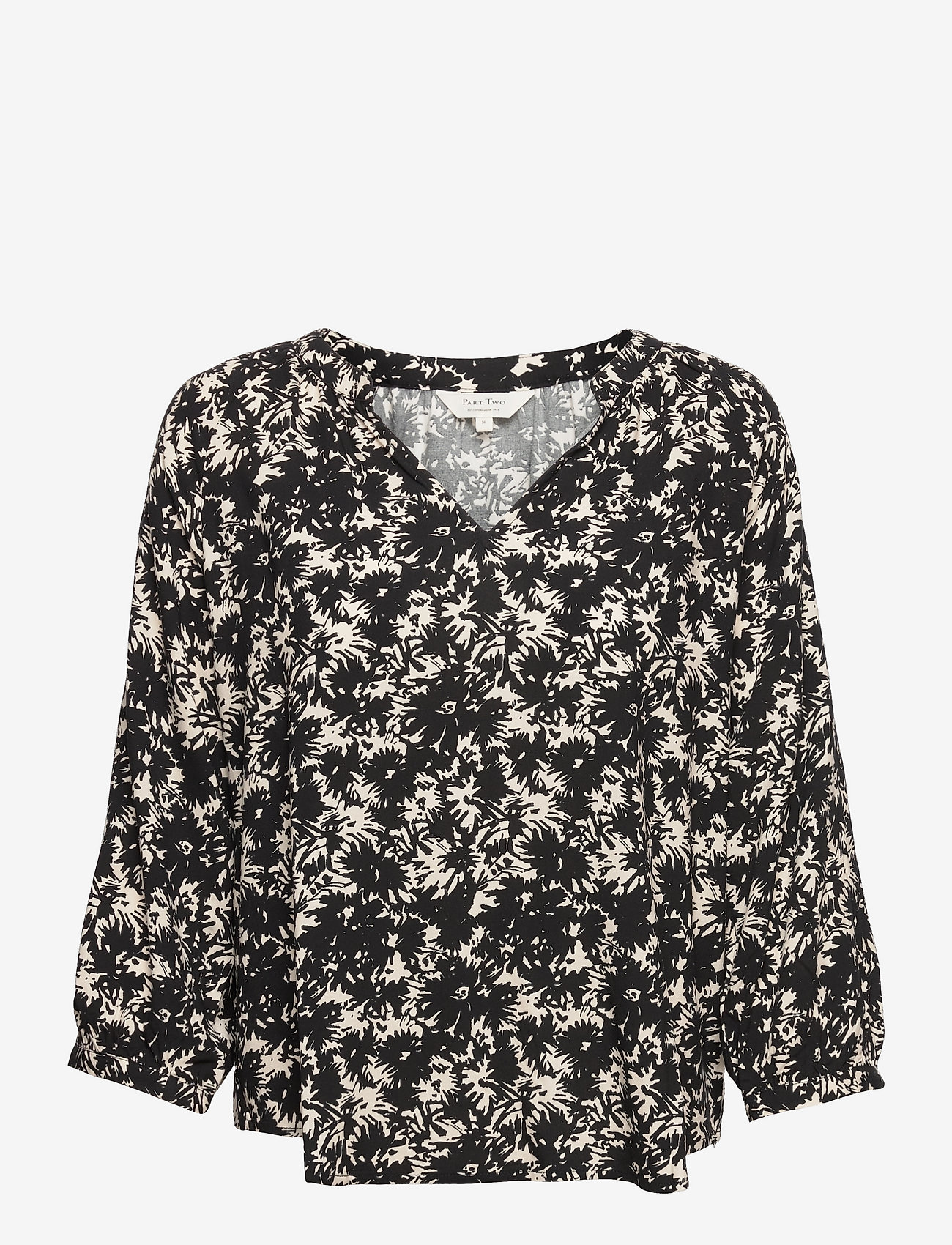 Part Two - MileanPW BL - long-sleeved blouses - black painted flower - 0