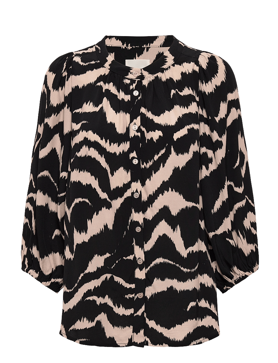 Part Two - OranaPW SH - långärmade blusar - black zebra print - 1