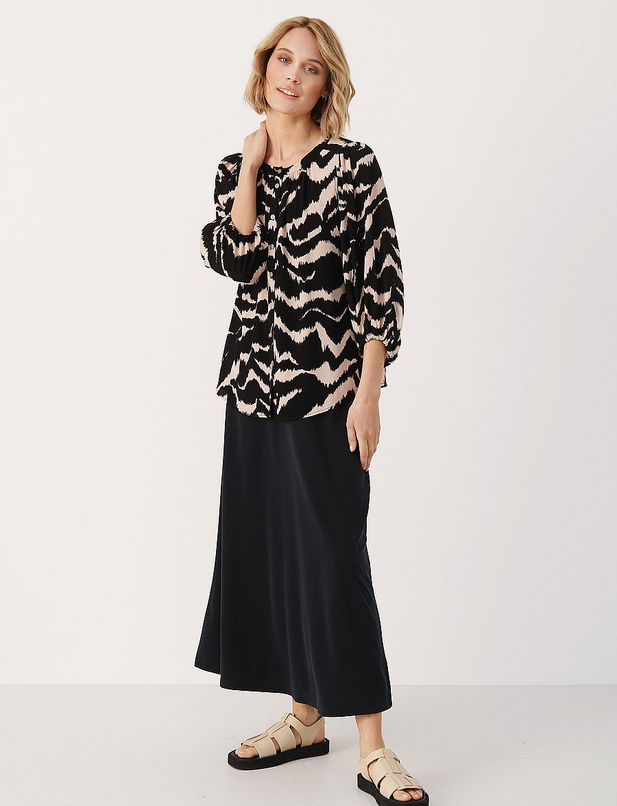 Part Two - OranaPW SH - långärmade blusar - black zebra print - 3