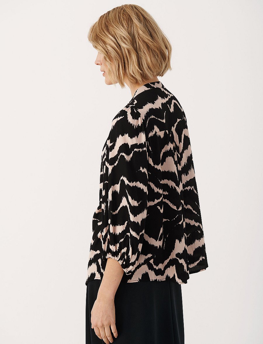 Part Two - OranaPW SH - långärmade blusar - black zebra print - 4