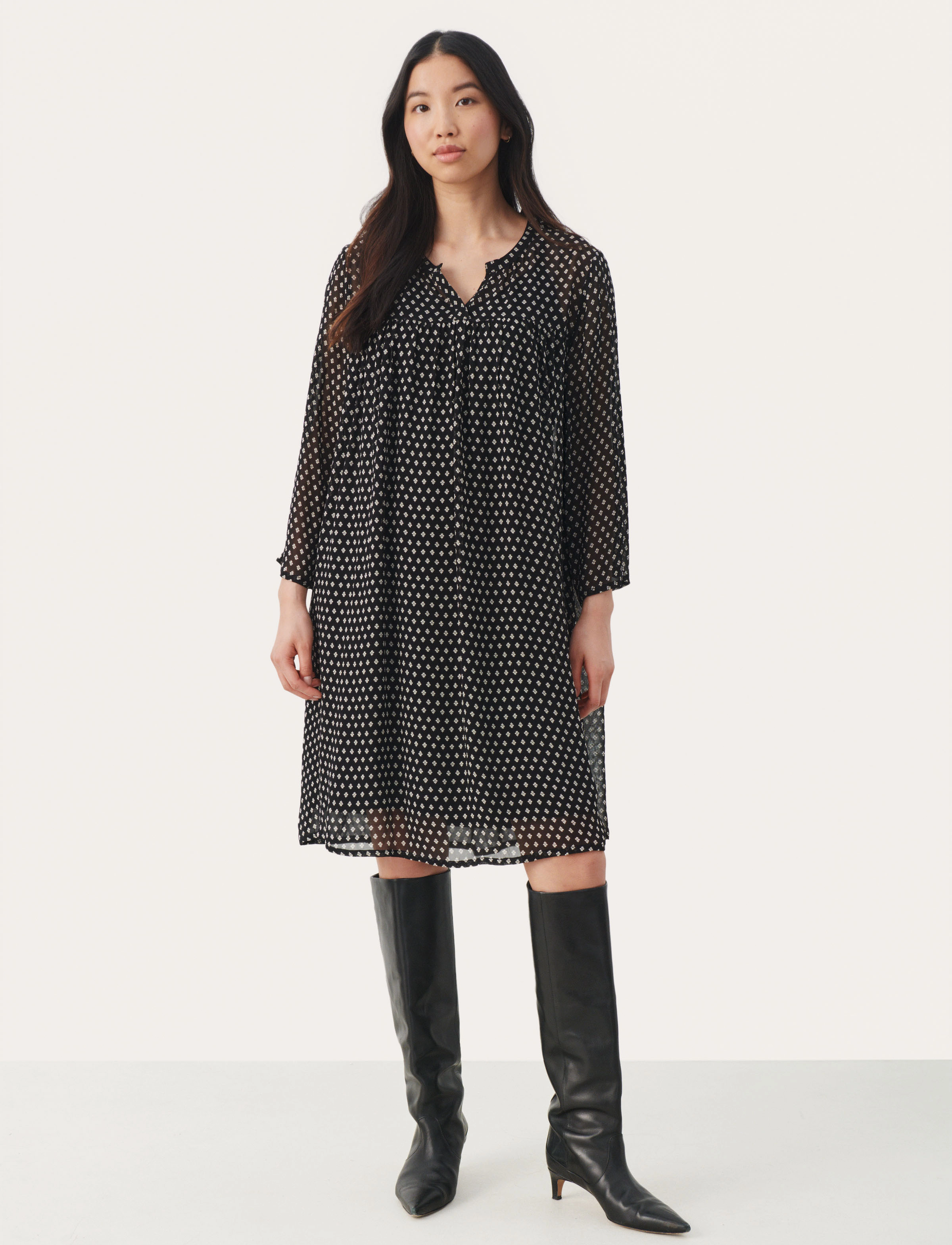 Part Two - PolinPW DR - short dresses - black mini block print - 4