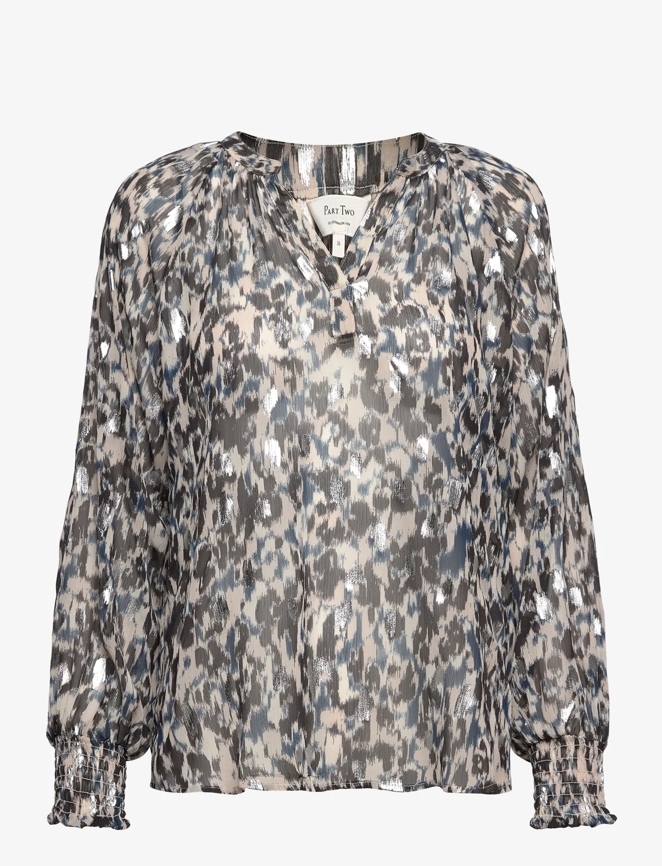Part Two - TenniePW BL - long-sleeved blouses - texture print silver - 0