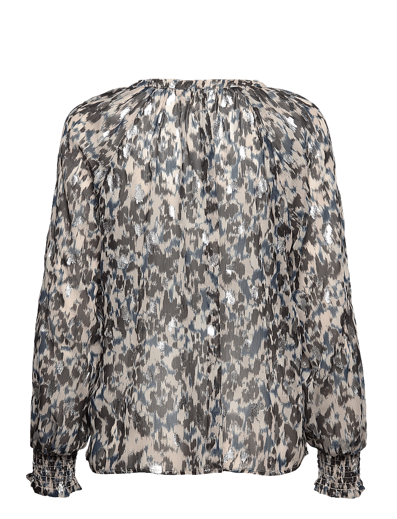 Part Two - TenniePW BL - langærmede bluser - texture print silver - 2