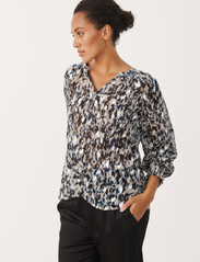 Part Two - TenniePW BL - long-sleeved blouses - texture print silver - 2