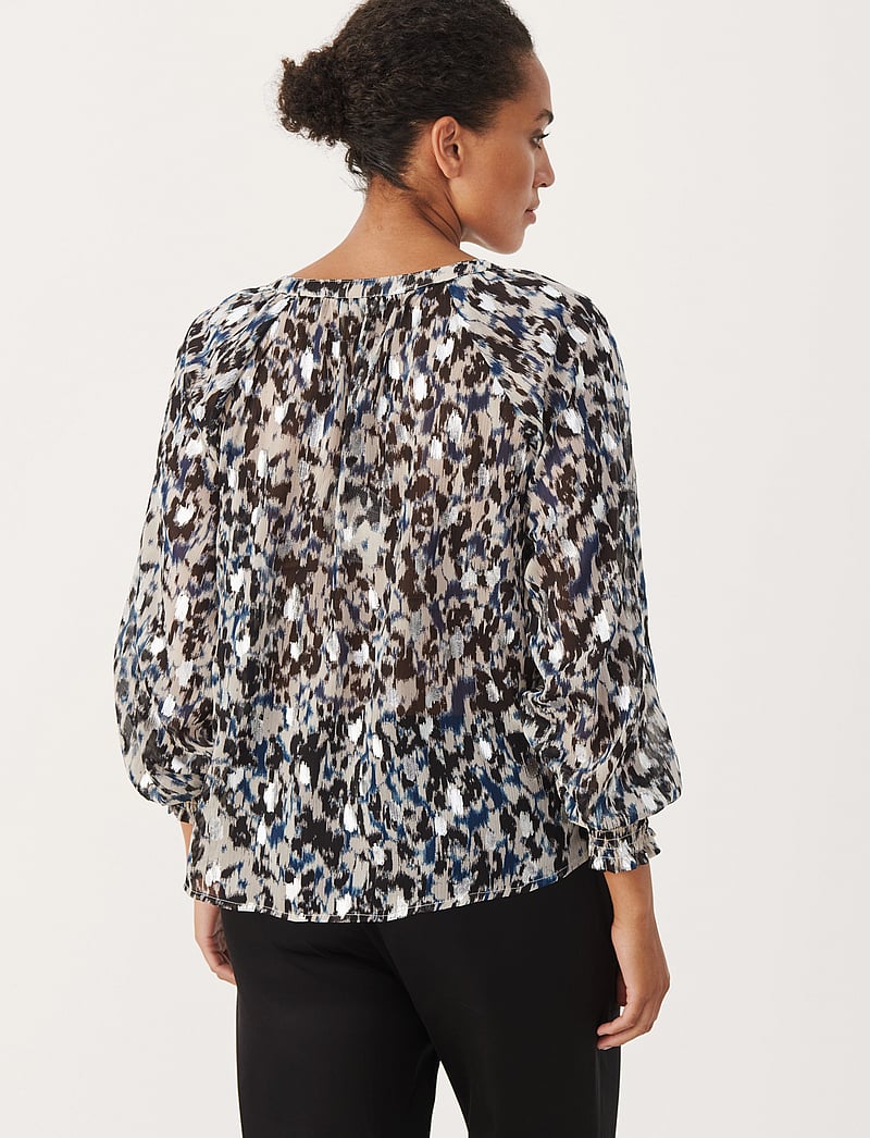 Part Two - TenniePW BL - langærmede bluser - texture print silver - 4