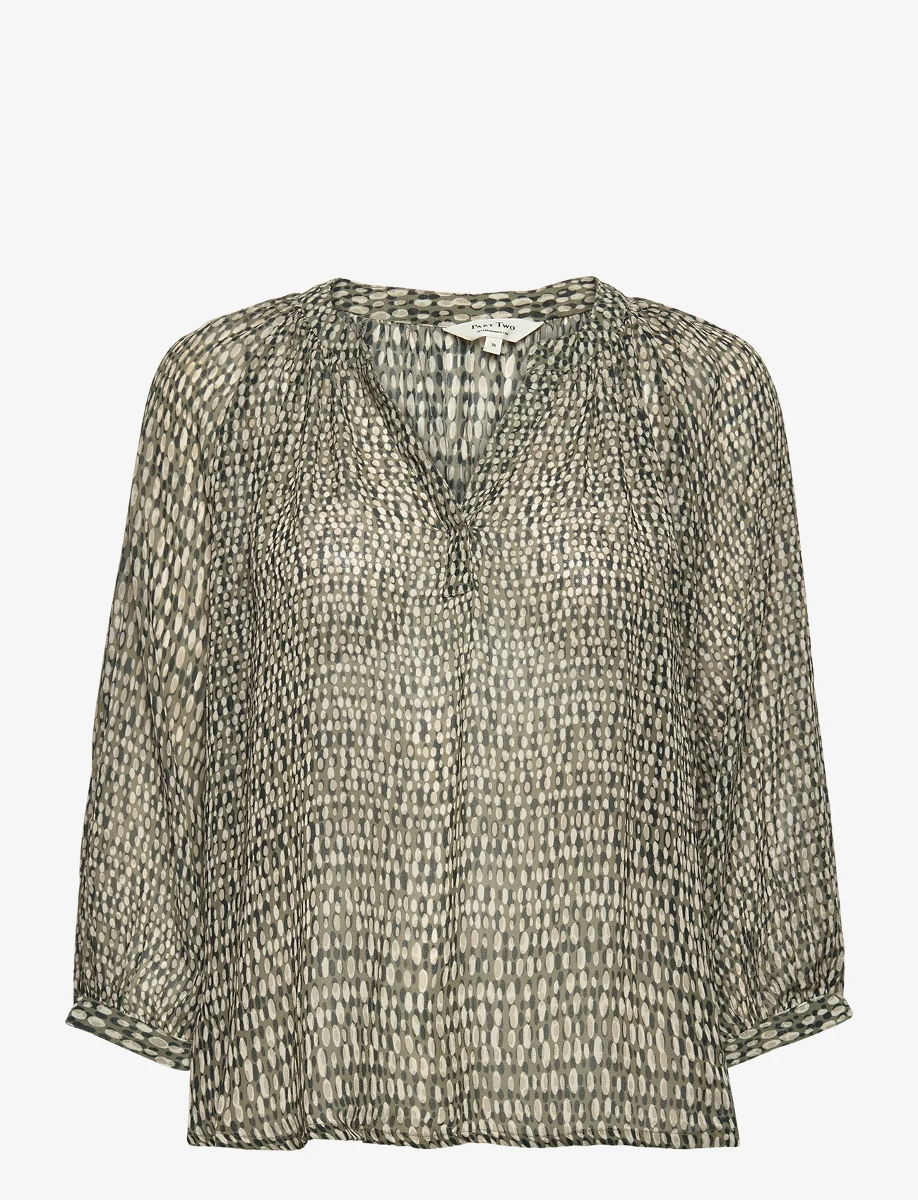 Part Two - AjaPW BL - long-sleeved blouses - blurred dot, vetiver - 0