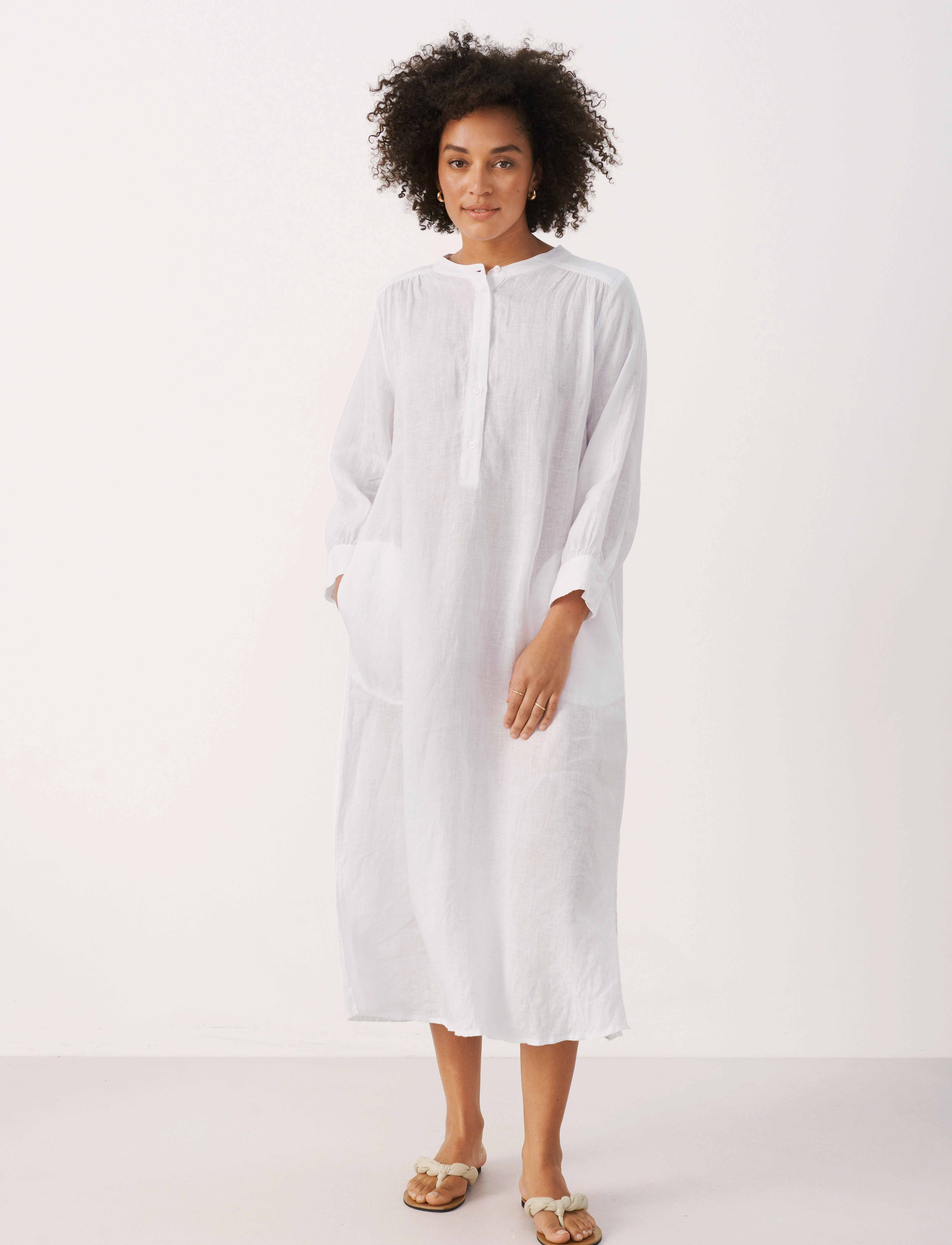 Part Two - AliaPW DR - midikleider - bright white - 3