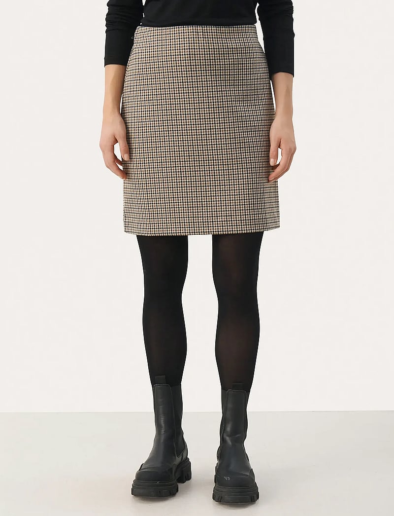 Part Two - CorinnePW SK - korta kjolar - toasted coconut check - 0