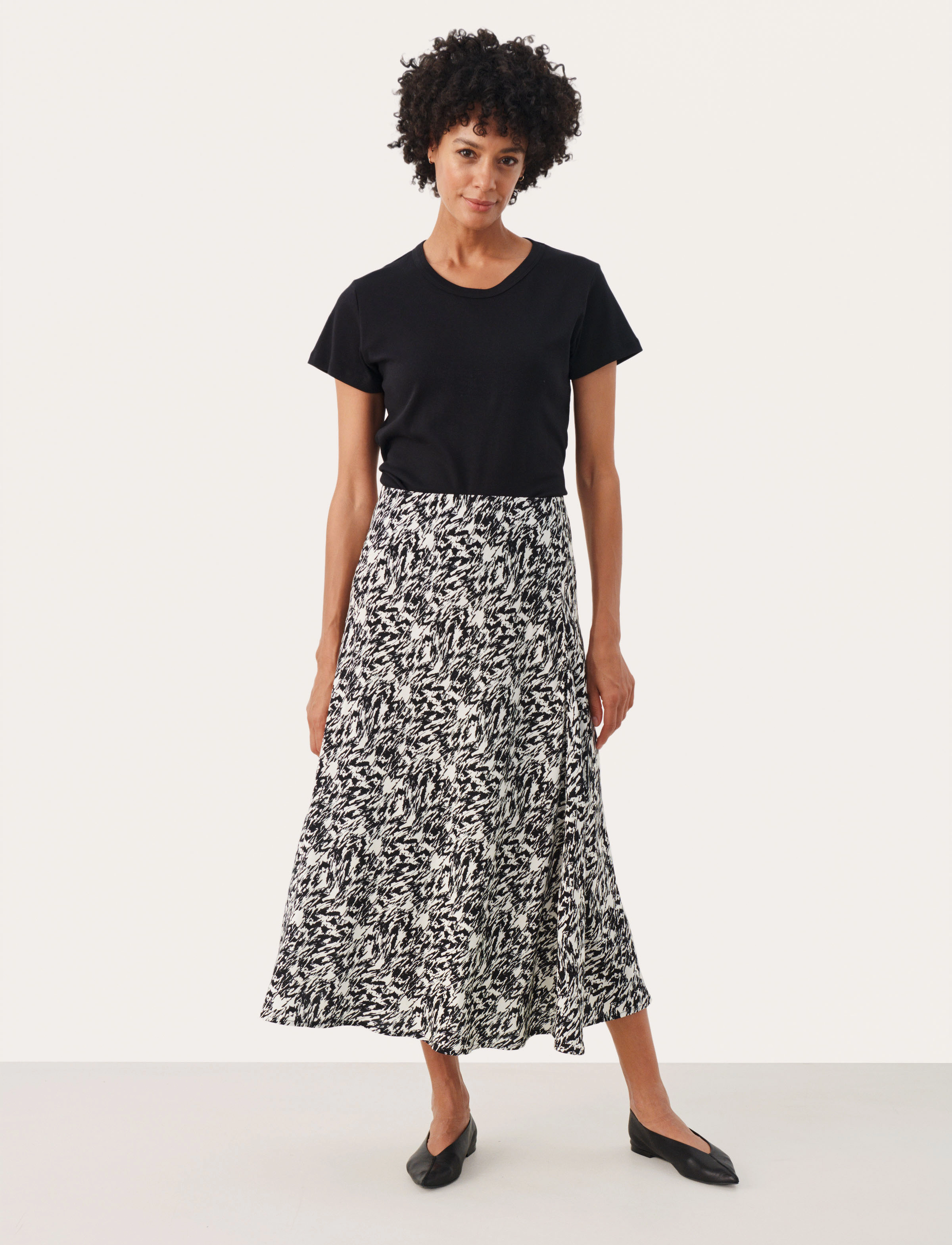 Part Two - RinPW SK - midi kjolar - black texture print - 3