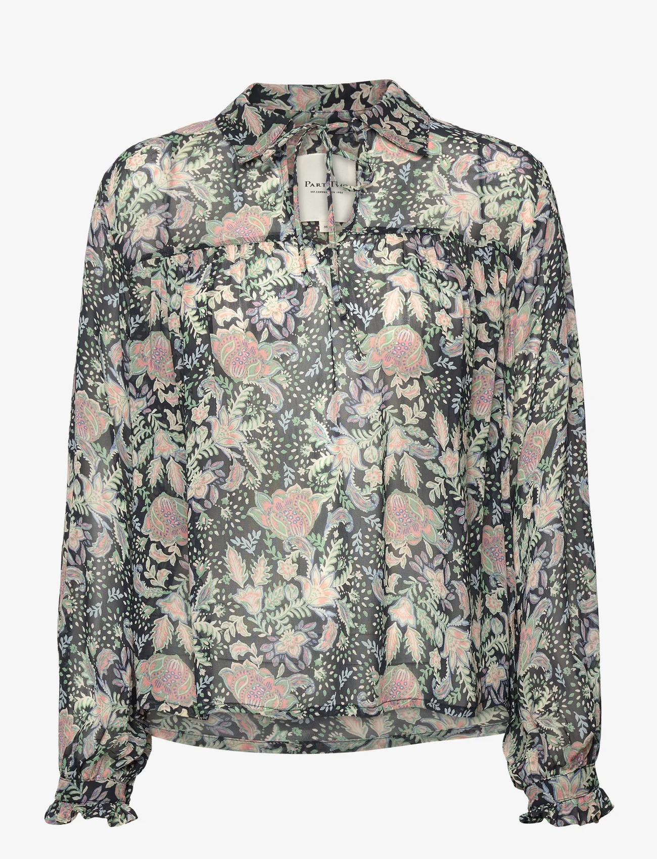 Part Two - FayaPW BL - long-sleeved blouses - dark navy multi fleur print - 0