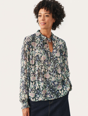 Part Two - FayaPW BL - long-sleeved blouses - dark navy multi fleur print - 1