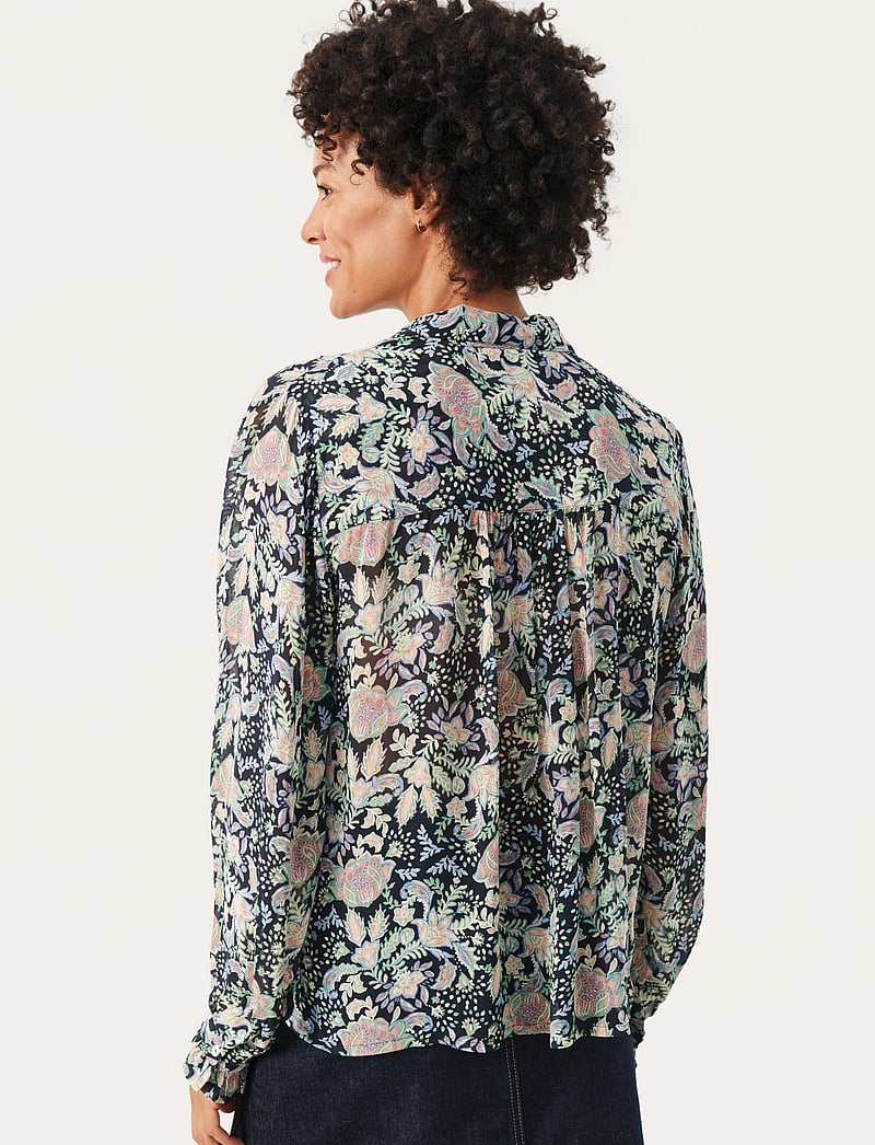 Part Two - FayaPW BL - långärmade blusar - dark navy multi fleur print - 4