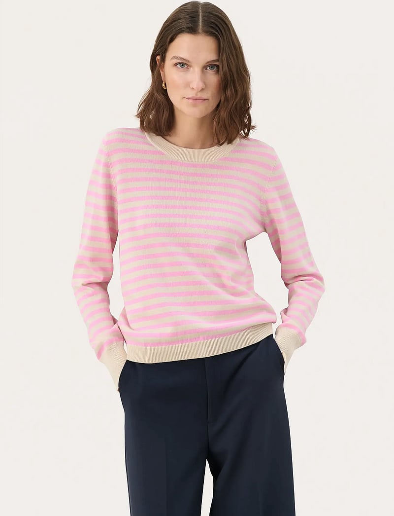 Part Two - GertiePW PU - stickade tröjor - prism pink stripe - 0