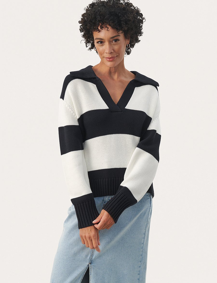Part Two - ElindaPW PU - dark navy bold stripe - 0