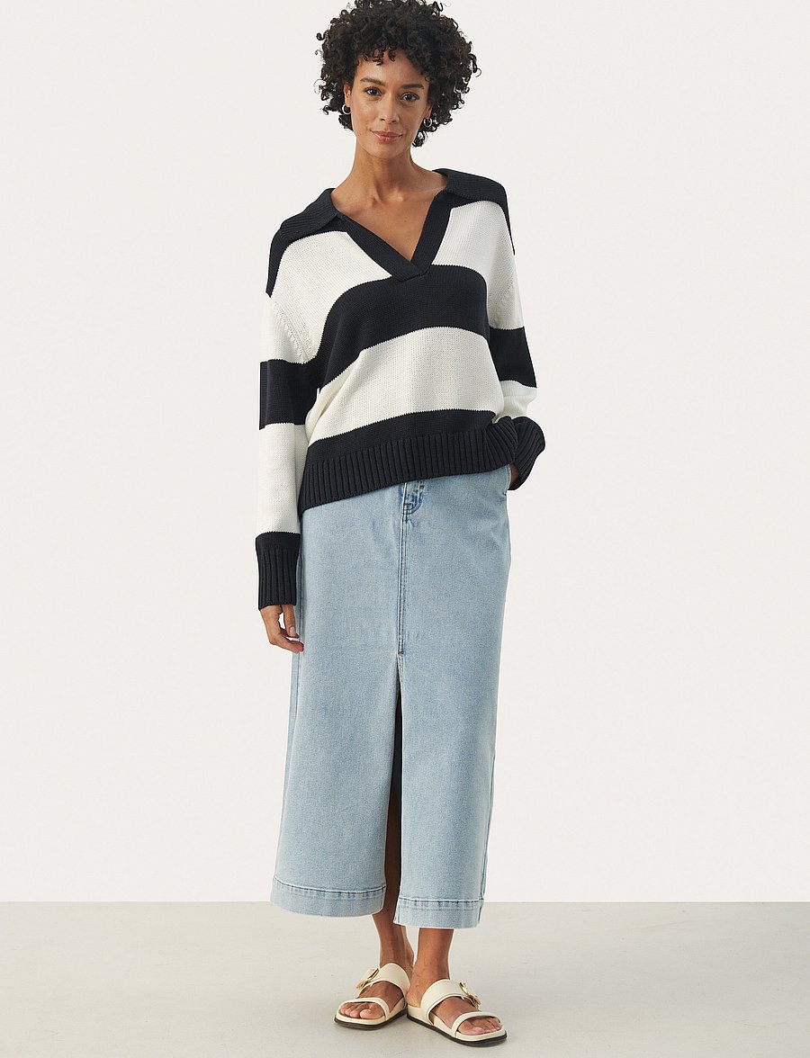 Part Two - ElindaPW PU - dark navy bold stripe - 3