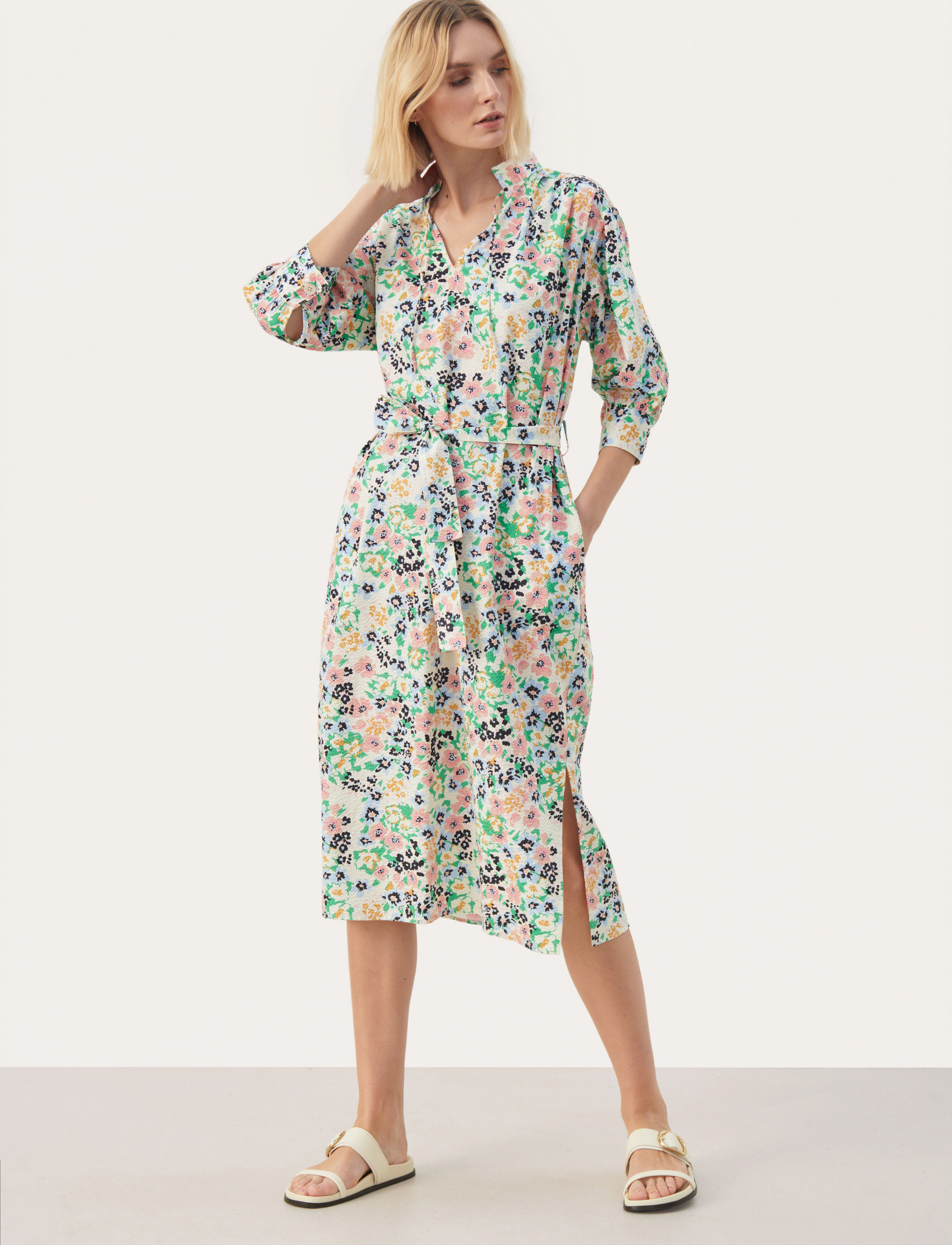 Part Two - EnaPW DR - skjortekjoler - green multi flower print - 3