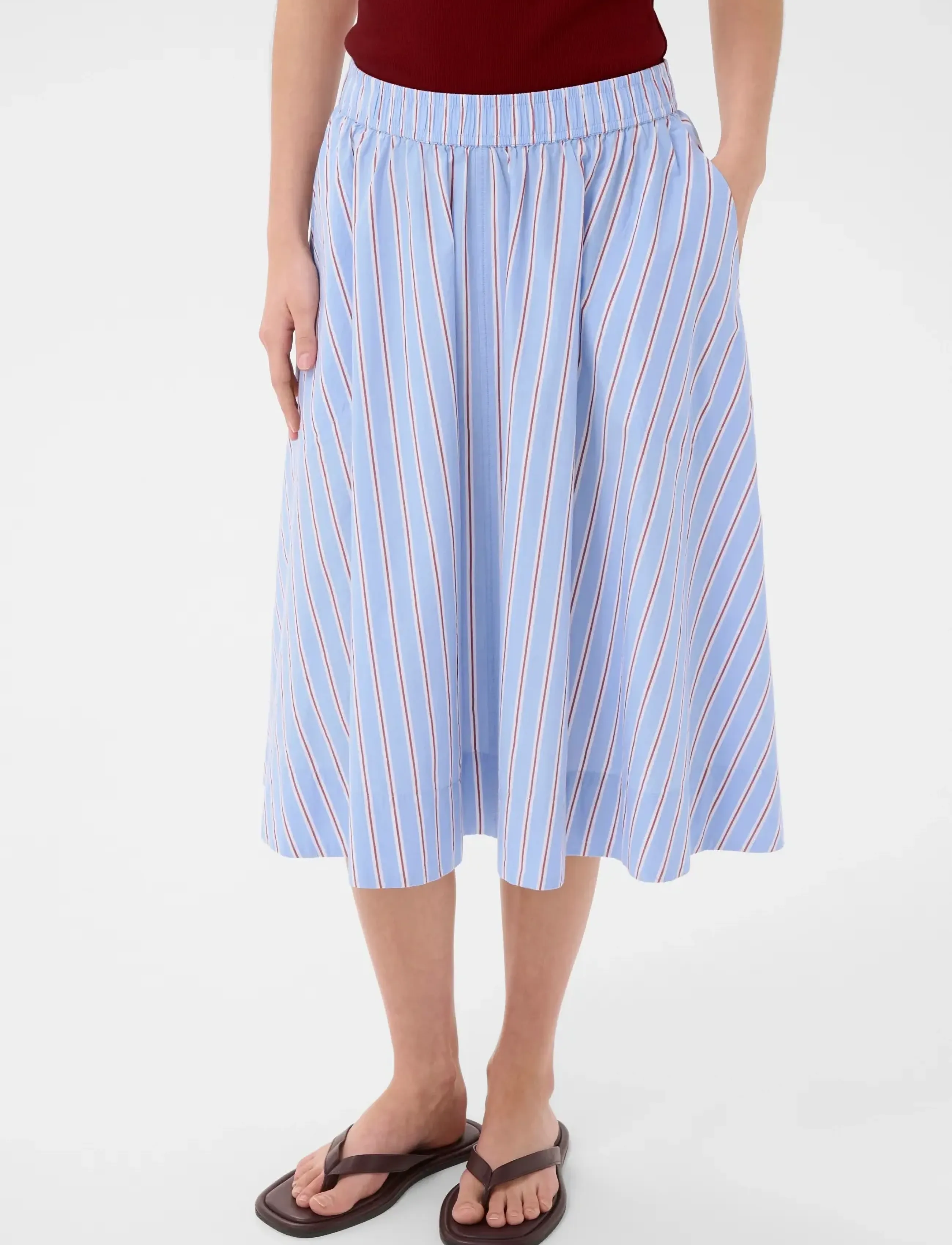 Part Two - IngiPW Skirt - blue burnt russet stripe - 3