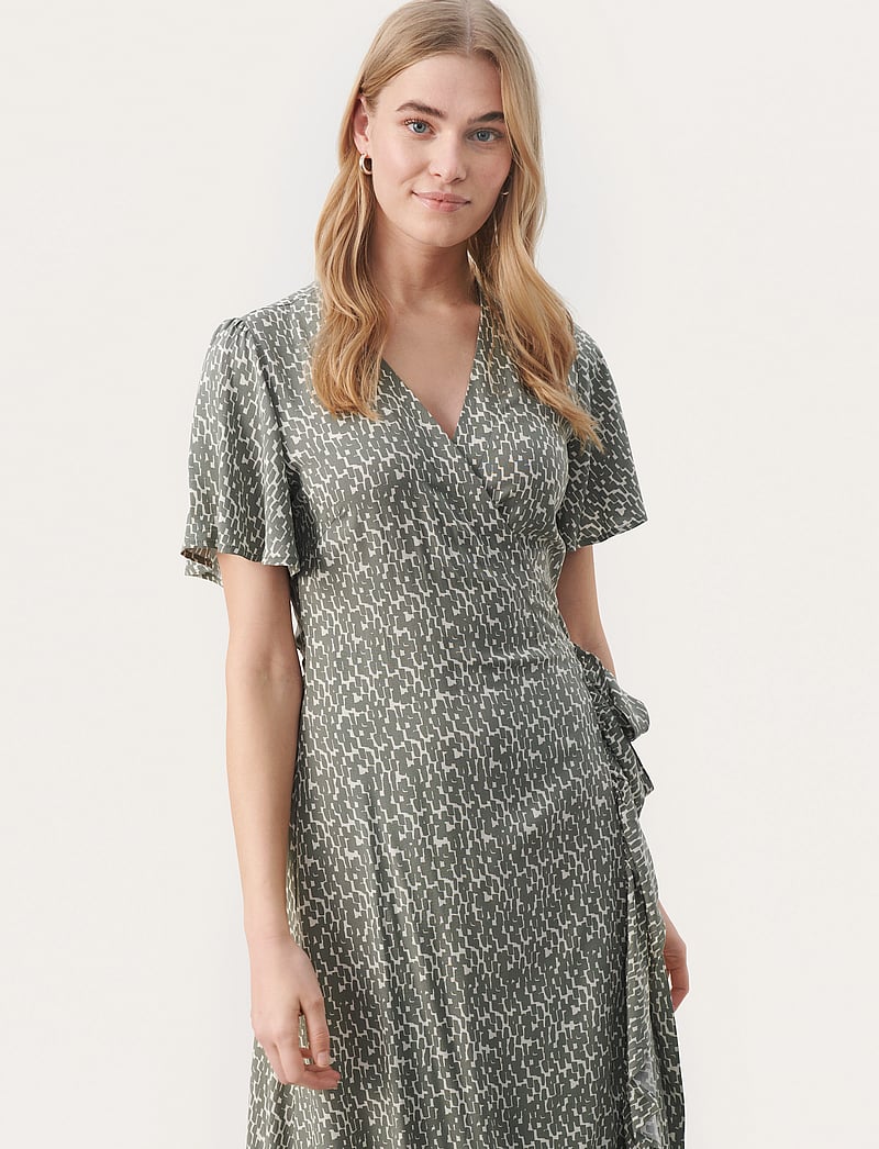 Part Two - ClarinaPW DR - sommerkjoler - agave green graphic print - 0