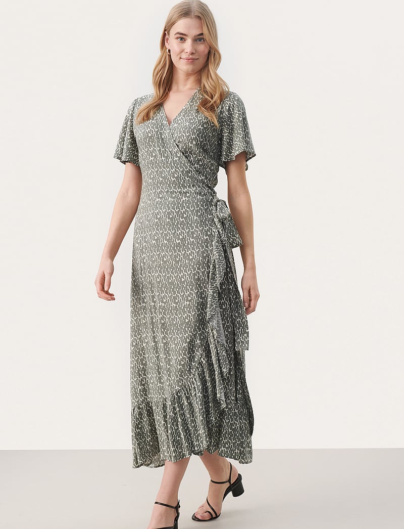 Part Two - ClarinaPW DR - sommerkjoler - agave green graphic print - 3