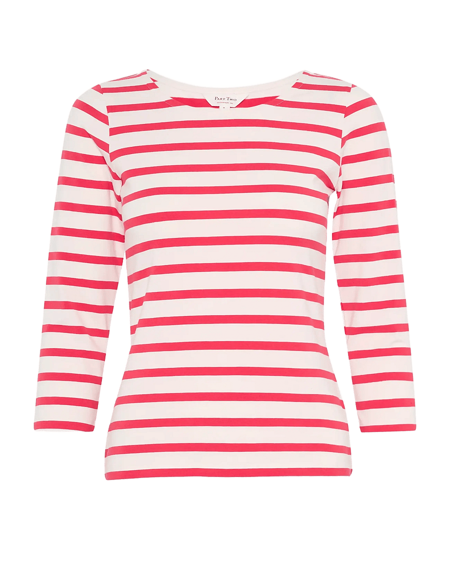 Part Two - EmelPW TS - langärmlige tops - bittersweet and white stripe - 1