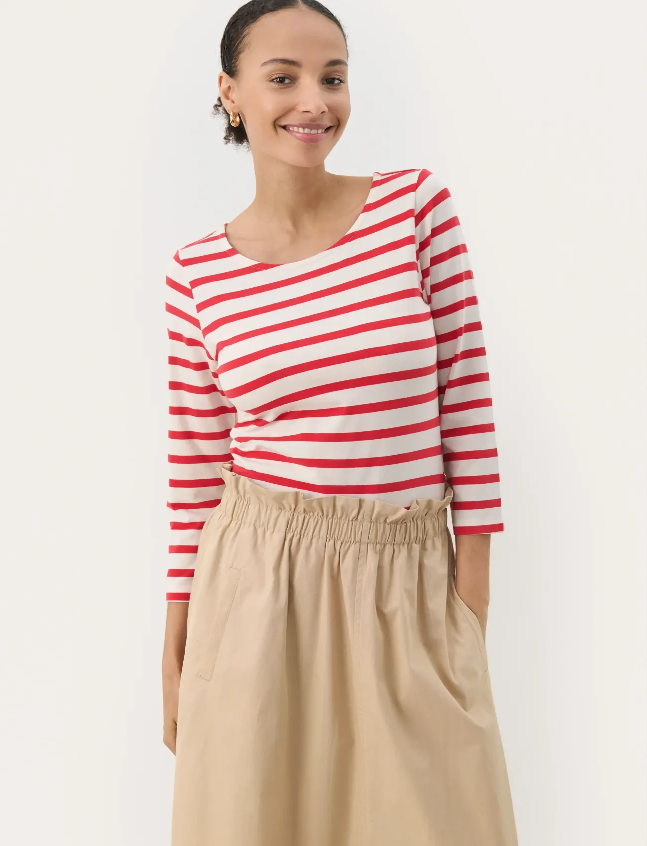 Part Two EmelPW TS - T-shirts & Tops - BITTERSWEET AND WHITE STRIPE / red