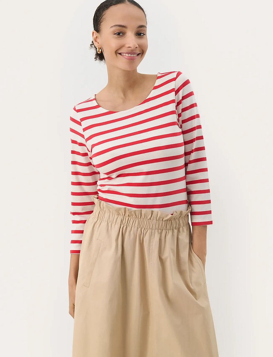 Part Two - EmelPW TS - langärmlige tops - bittersweet and white stripe - 0