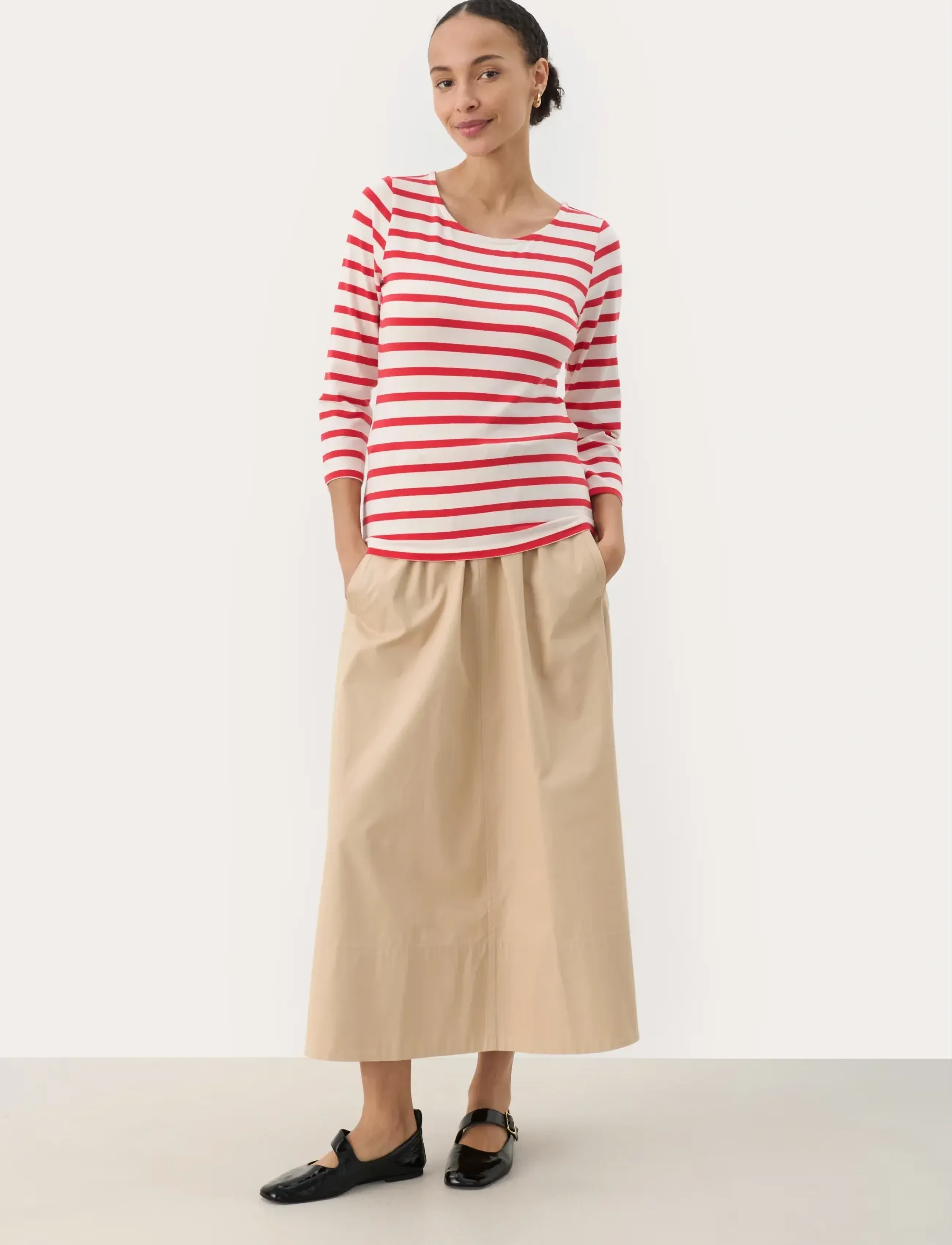 Part Two - EmelPW TS - langærmede toppe - bittersweet and white stripe - 3