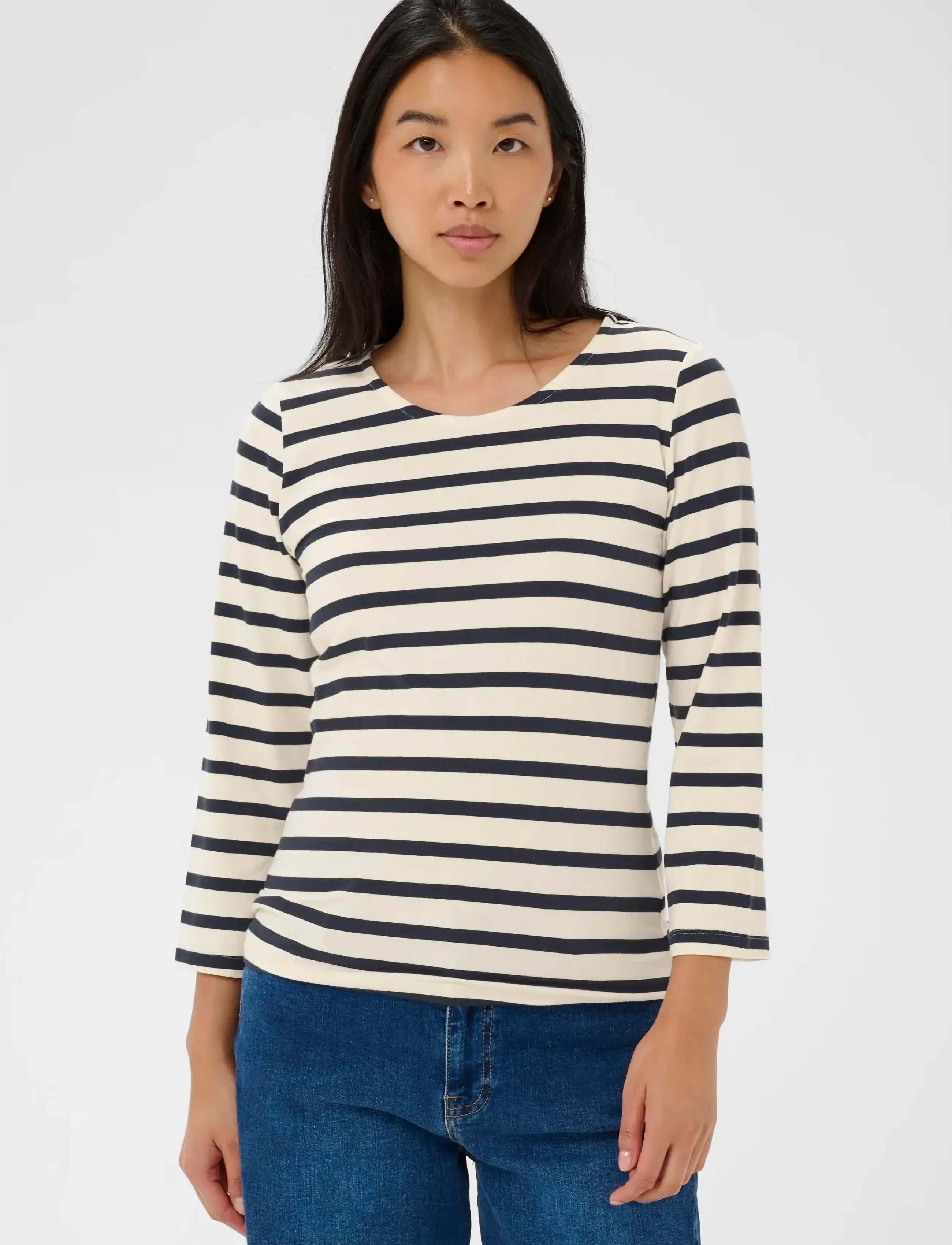 Part Two EmelPW TS - T-shirts & Tops - NAVY AND WHITE STRIPE / cream