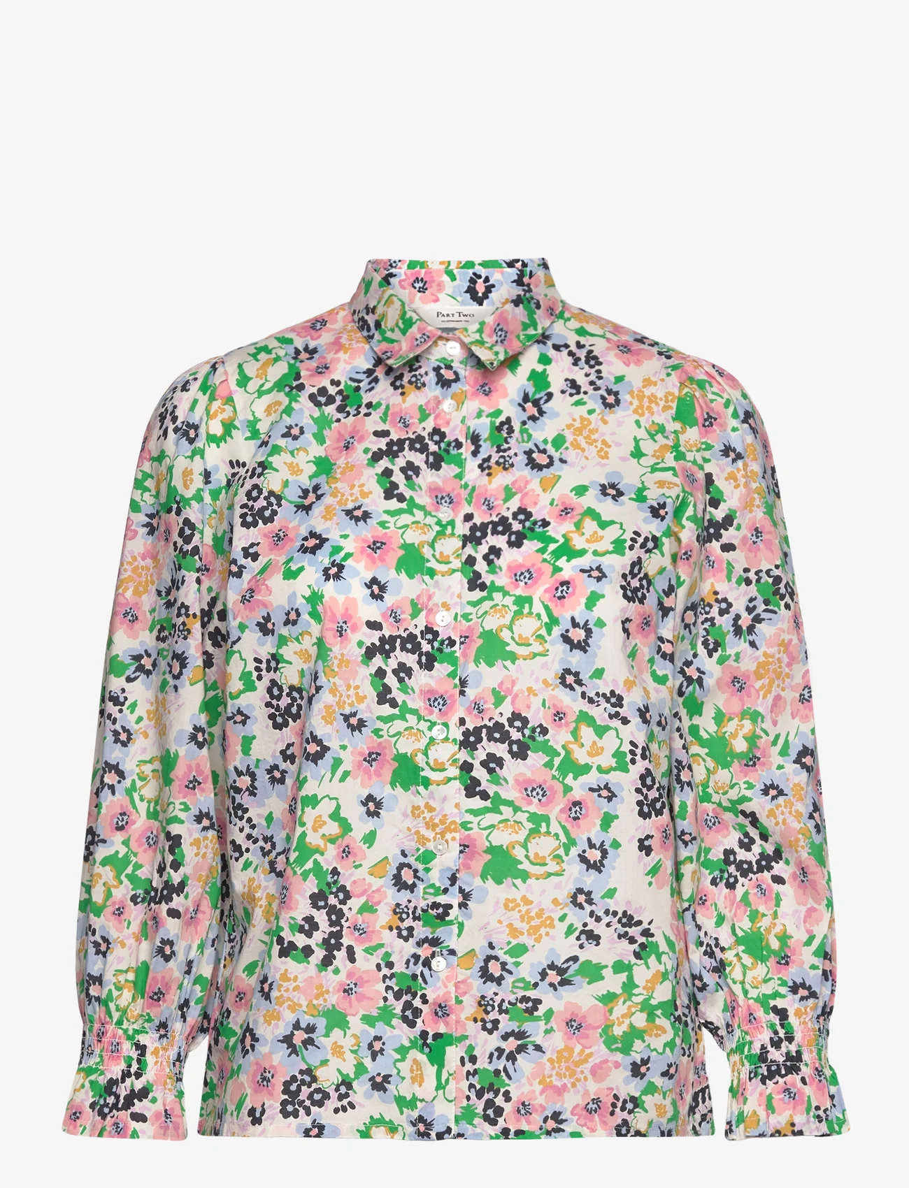 Part Two - NevinPW SH - long-sleeved blouses - green multi flower print - 0