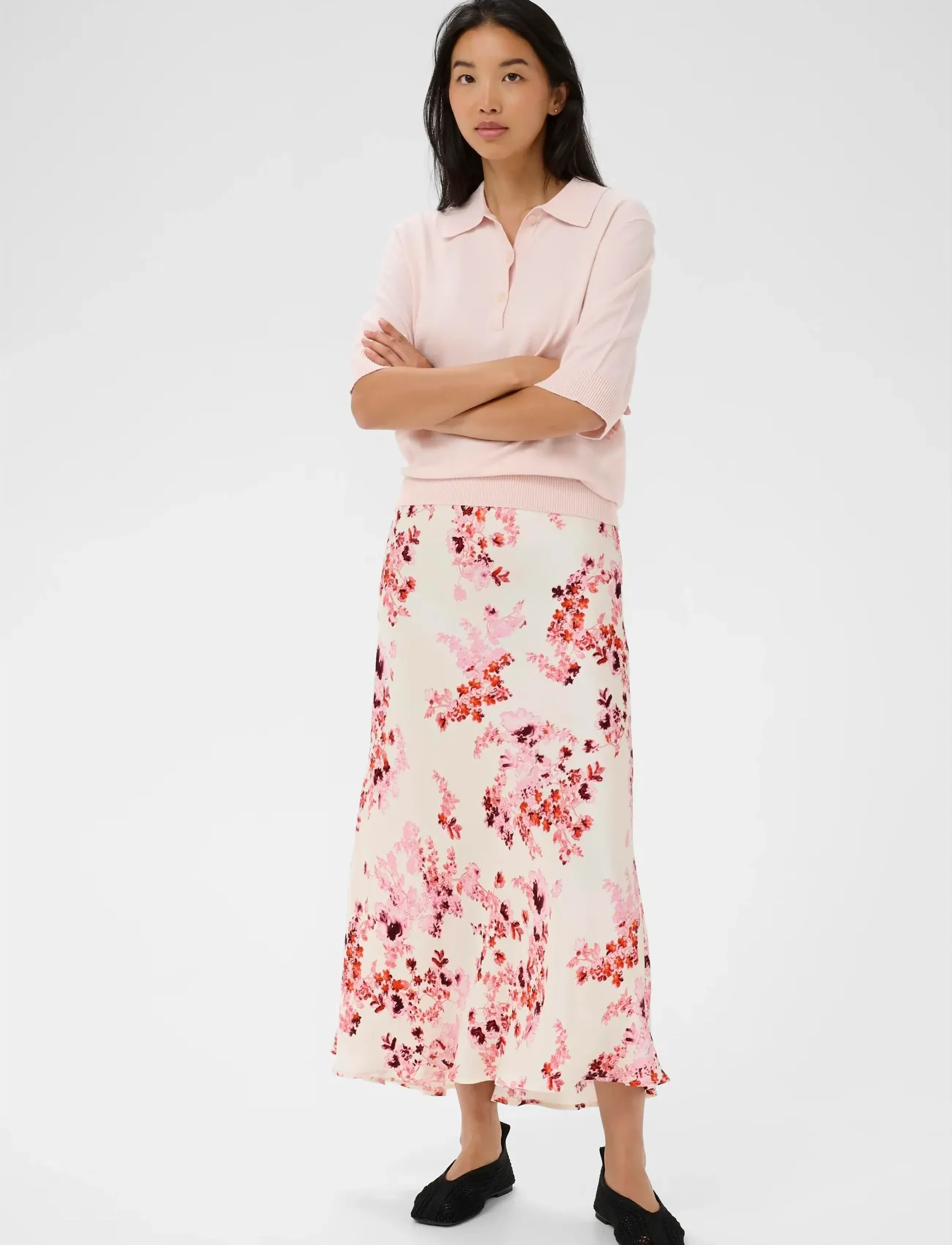 Part Two - LaurinaPW SK - satinröcke - pink shadow flower print - 3