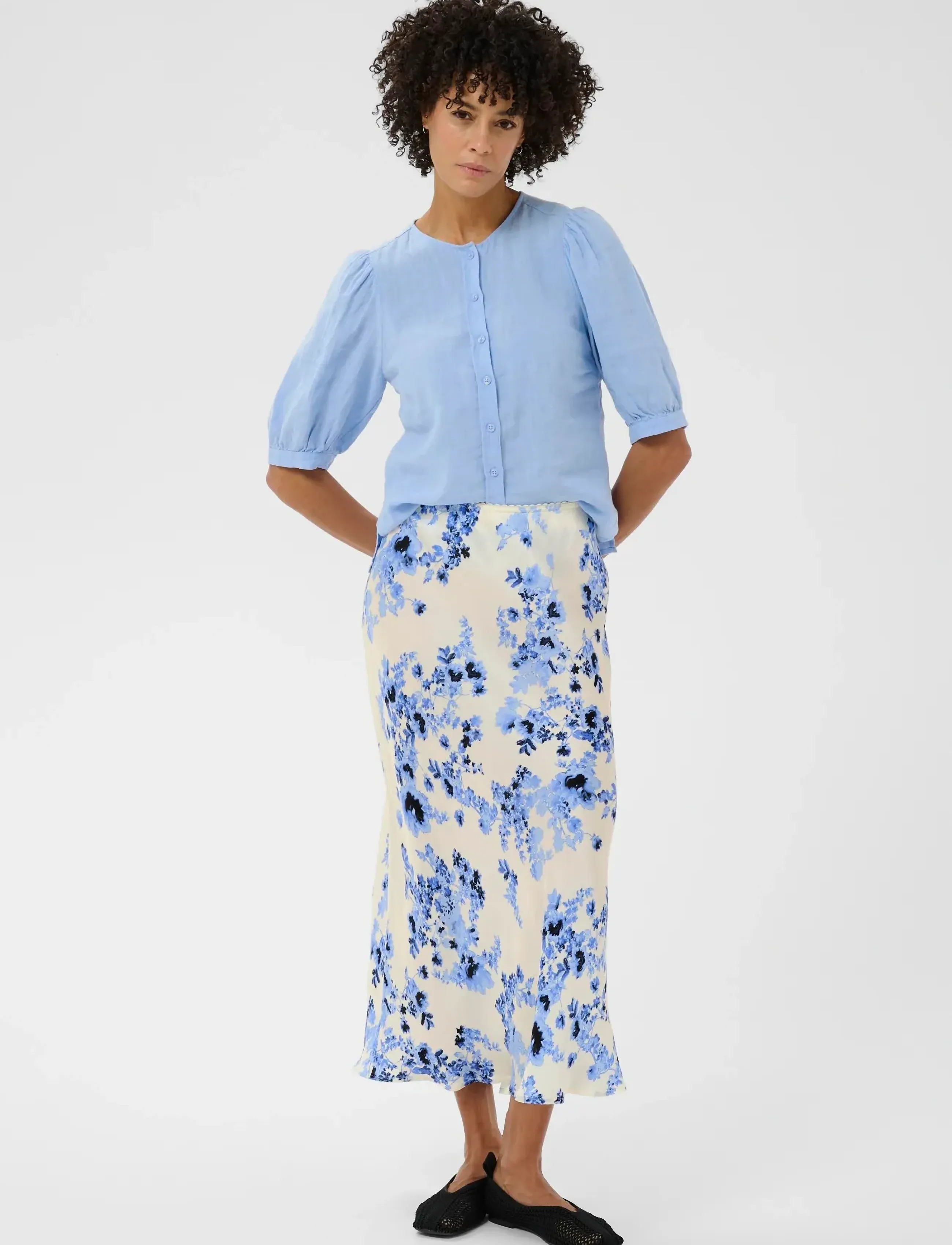 Part Two LaurinaPW SK - Röcke - BLUE SHADOW FLOWER / blue