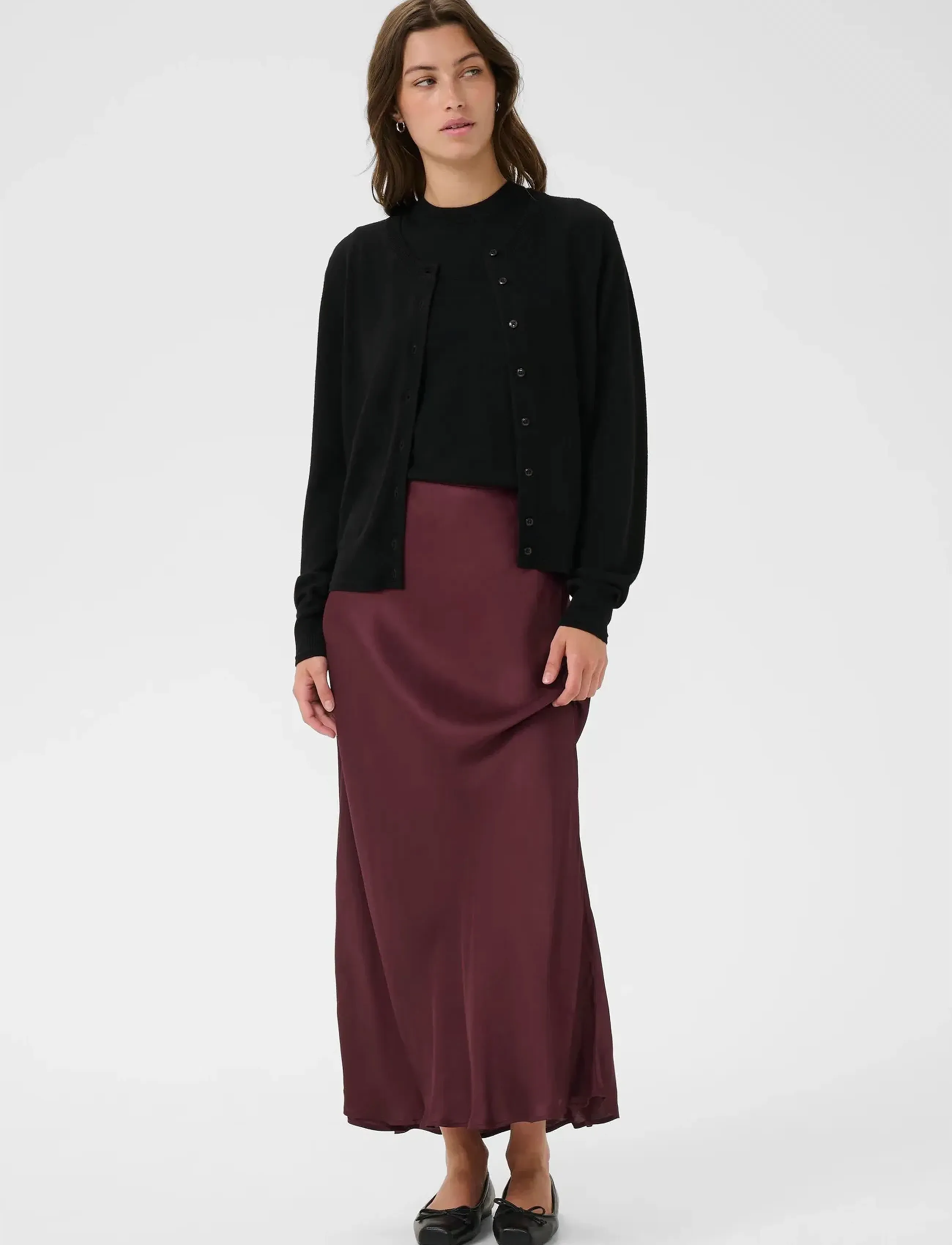 Part Two - LaurinaPW SK - satin skirts - tawny port - 5