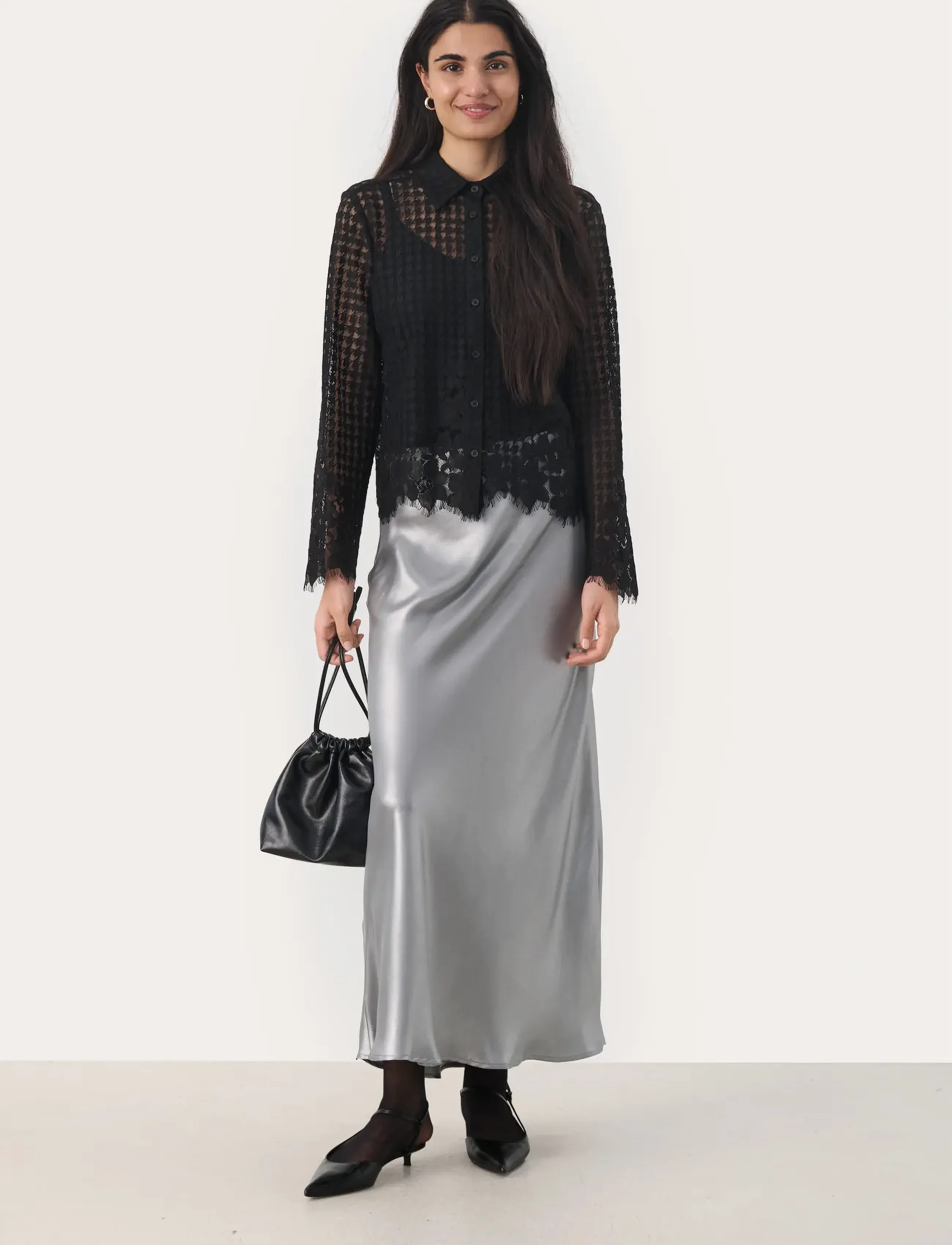 Part Two - LaurinasPW SK - midi nederdele - silver metallic - 4