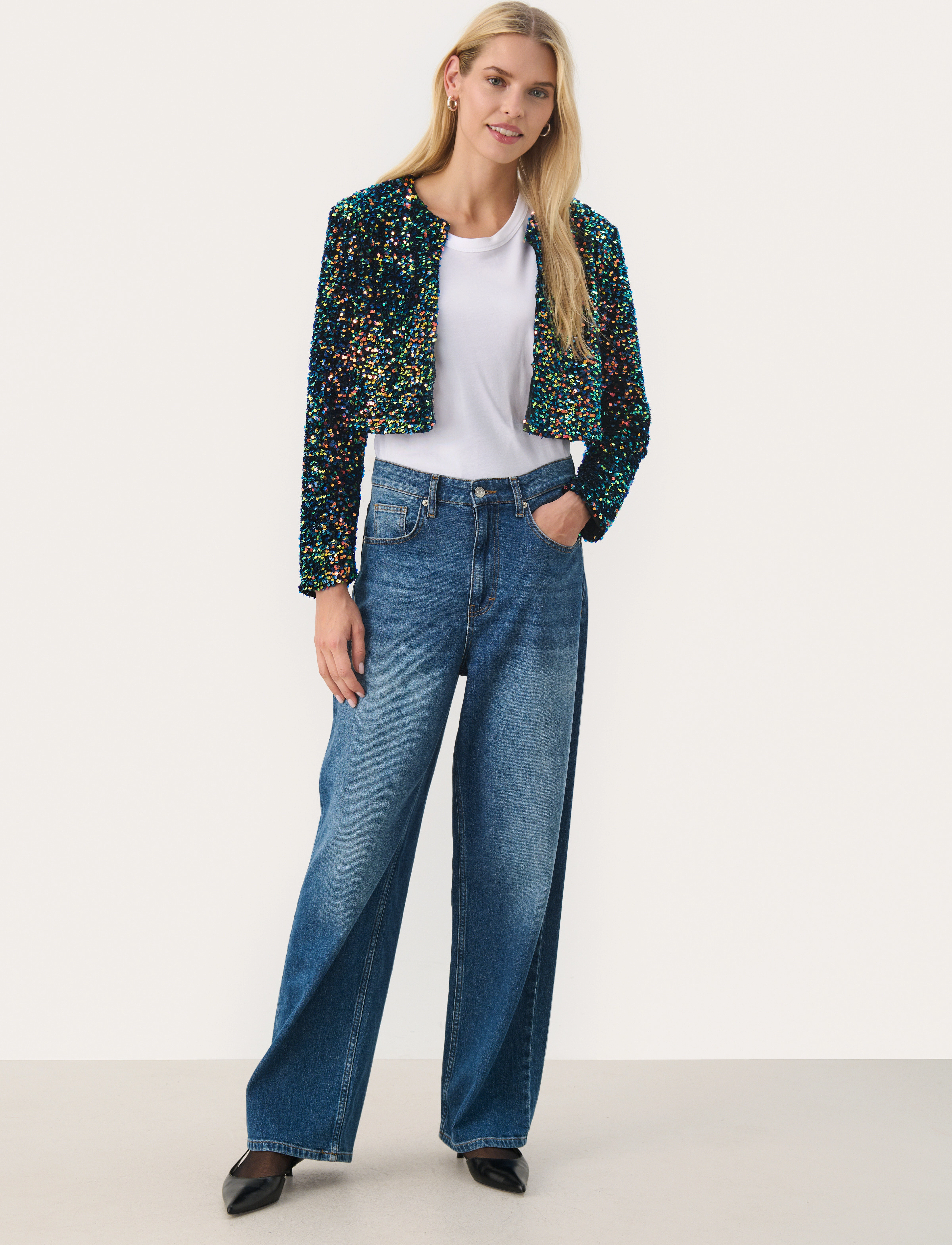 Part Two - MartaPW JA - cropped-blazer - multi colour sequins - 3