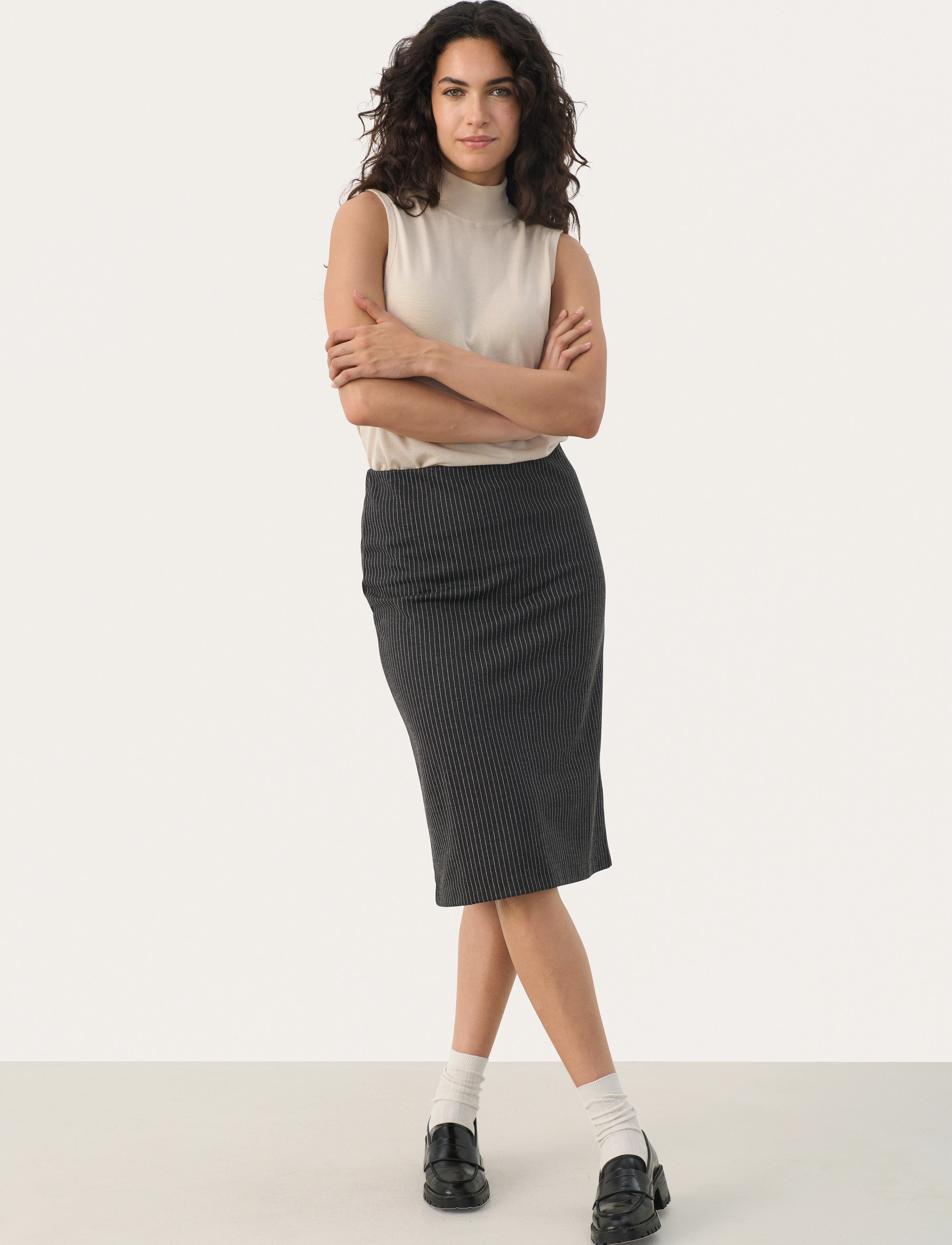Part Two - LorinnePW SK - midi nederdele - dark grey pinstripe - 3