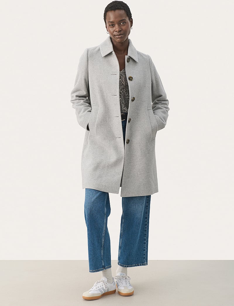 Part Two - LilahPW OTW - uldfrakker - light grey melange - 3