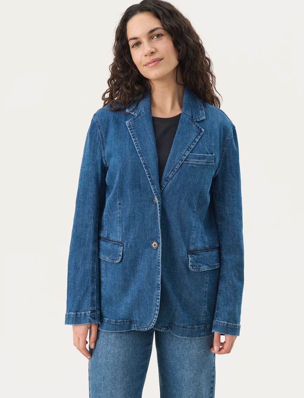 Part Two - NoorPW OTW - einreihige blazer - medium blue denim - 0