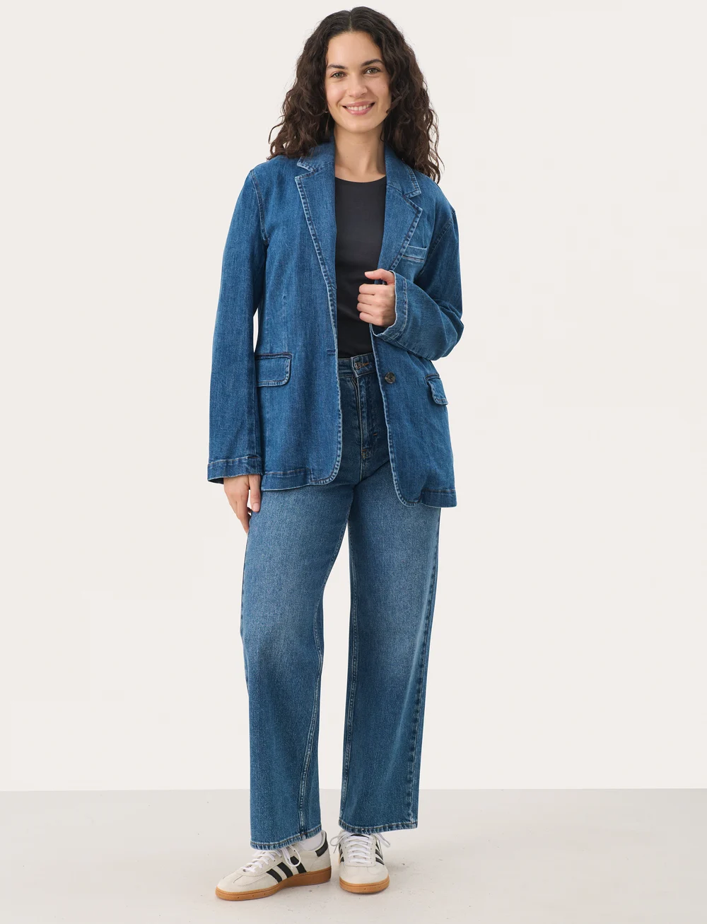Part Two - NoorPW OTW - einreihige blazer - medium blue denim - 3