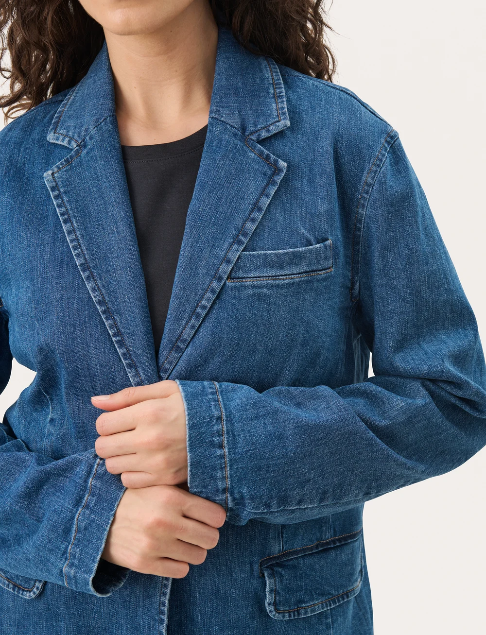 Part Two - NoorPW OTW - einreihige blazer - medium blue denim - 5