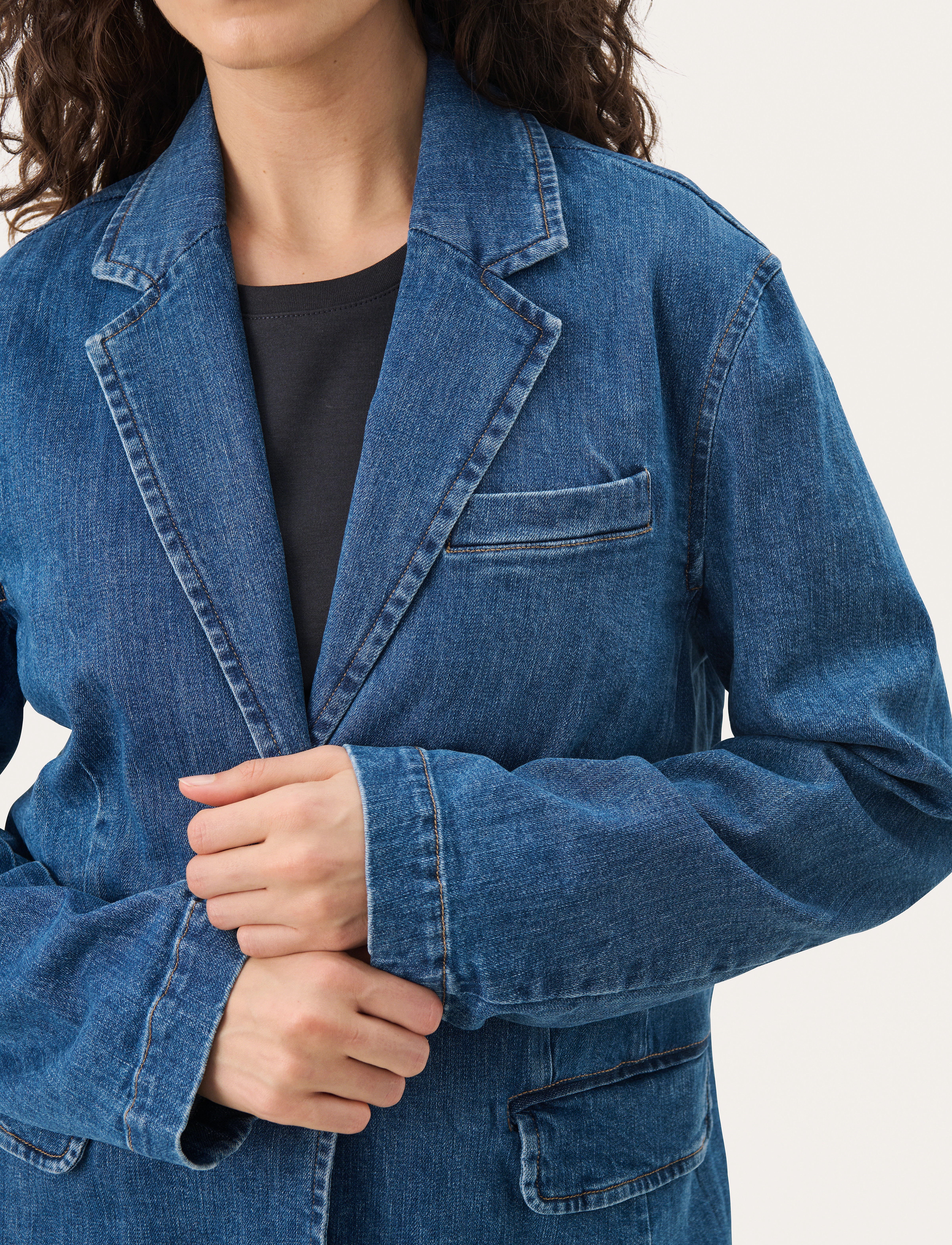 Part Two - NoorPW OTW - enkelknäppta kavajer - medium blue denim - 5