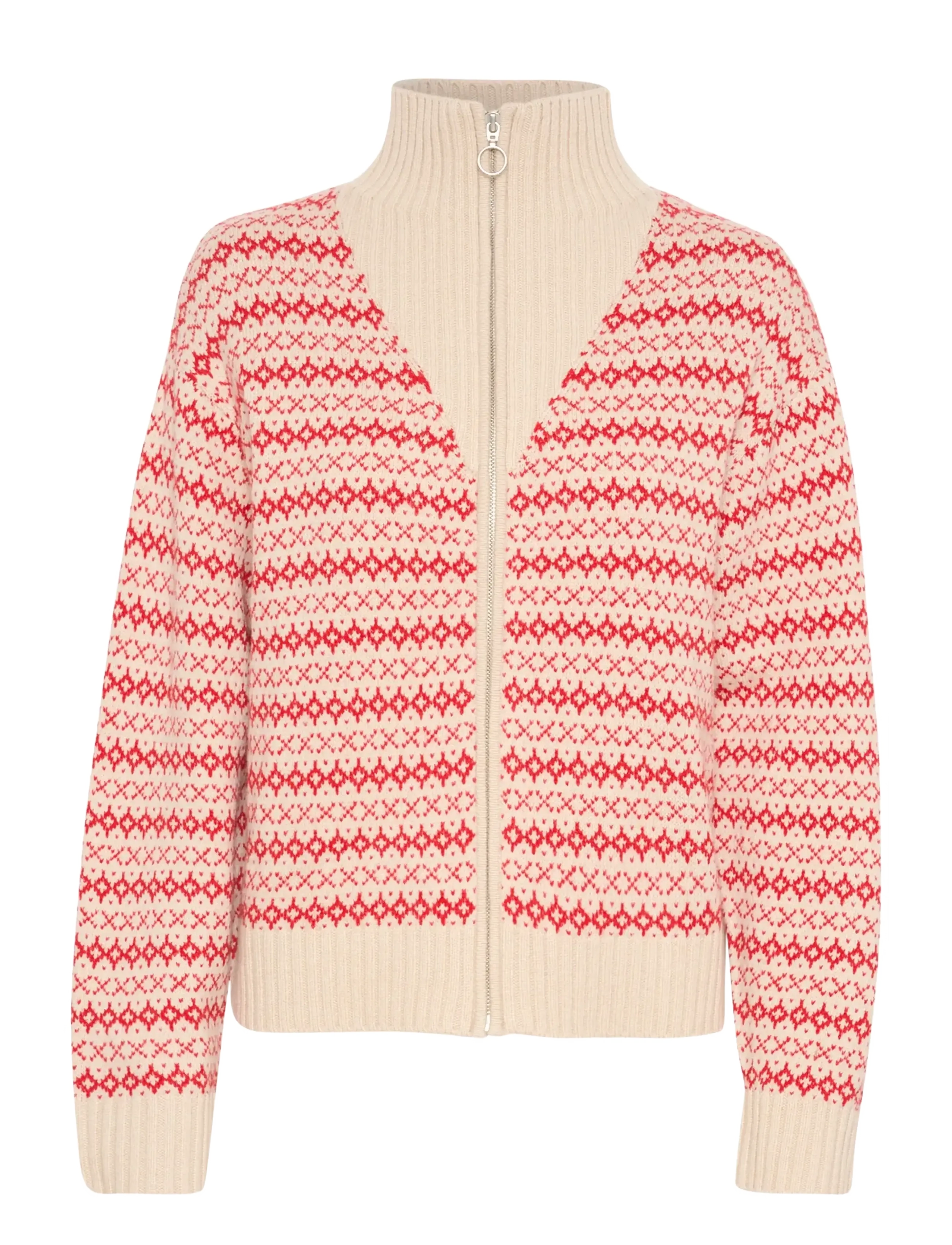 Part Two PirjoPW PU - Strik - RED JACQUARD / cream