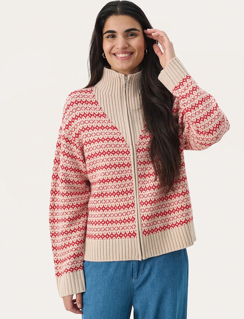 Part Two - PirjoPW PU - cardigans - red jacquard - 0