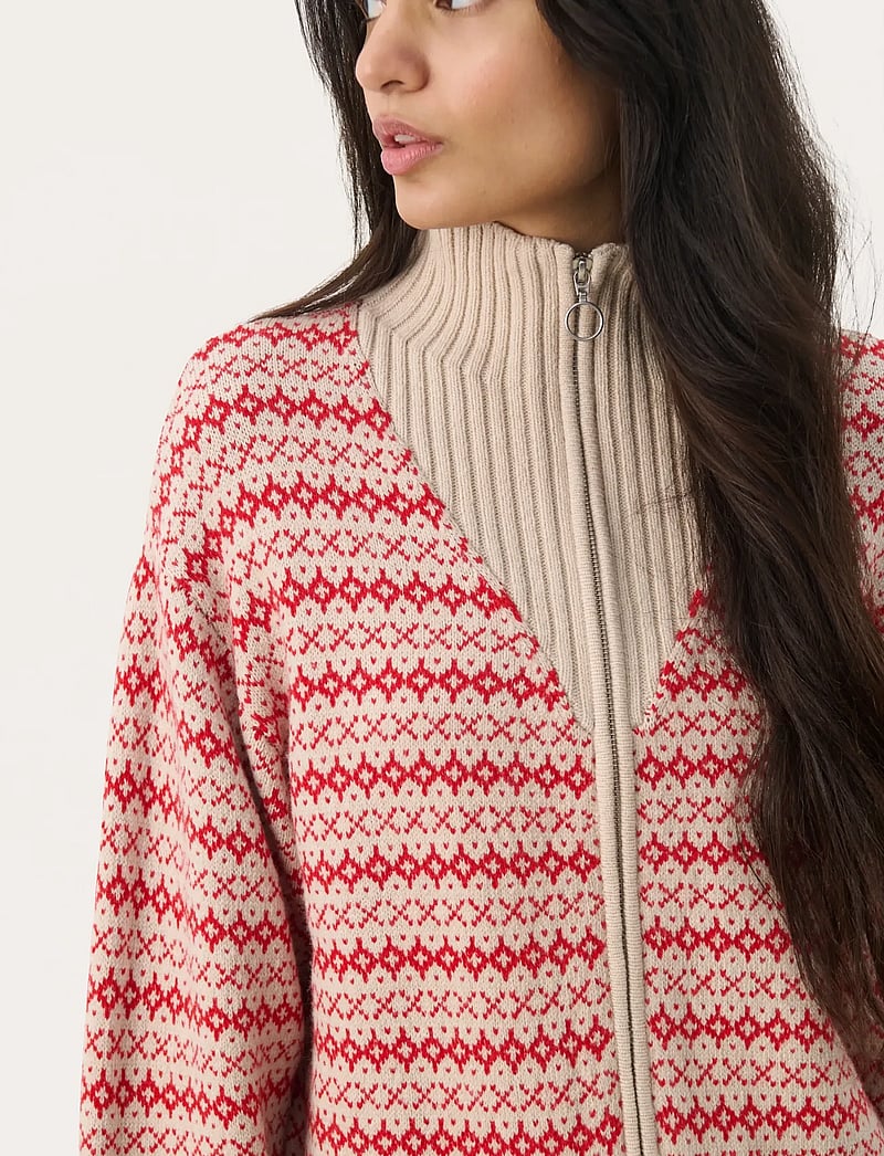 Part Two - PirjoPW PU - cardigans - red jacquard - 5