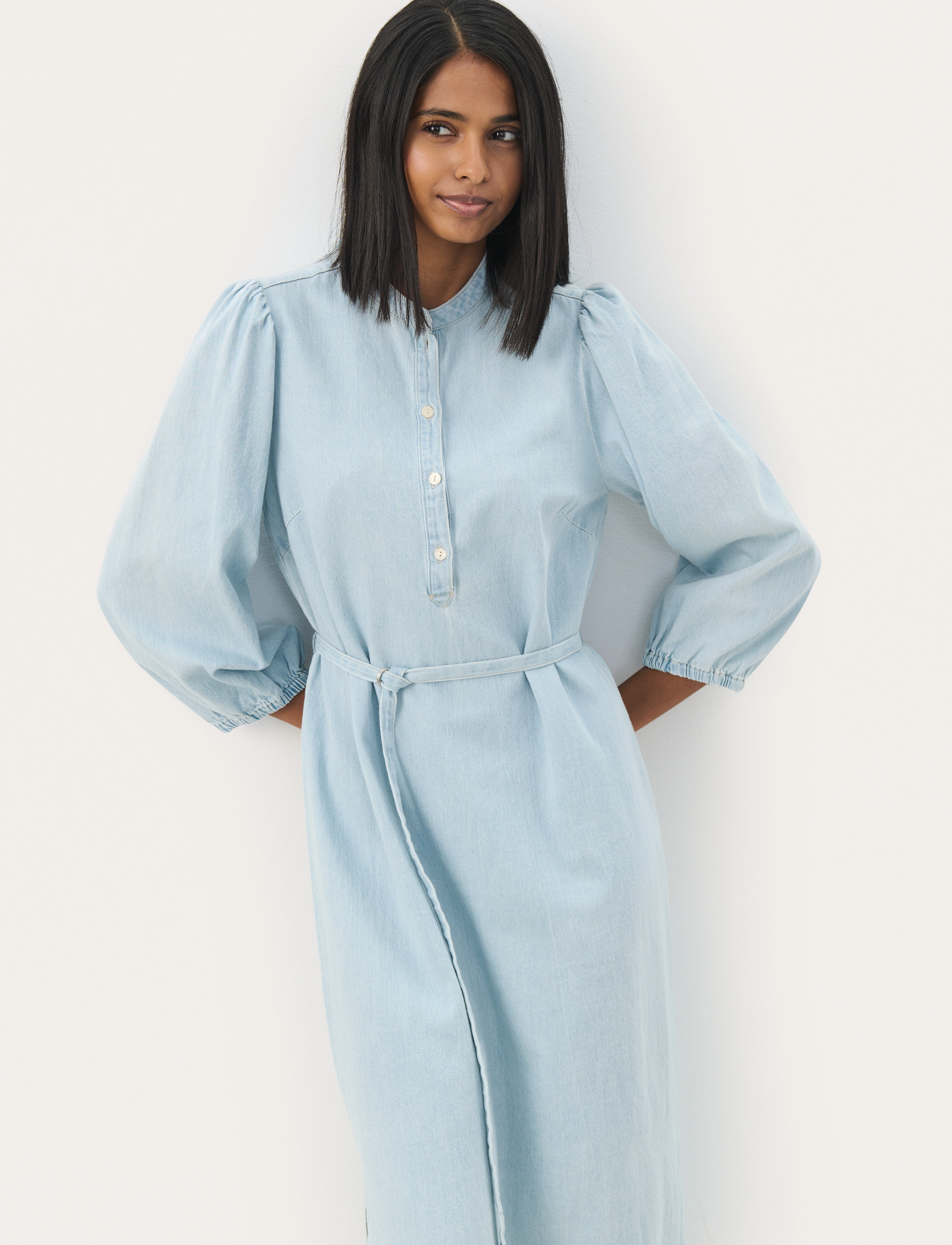 Part Two - NadijaPW DR - denimkjoler - whiteish blue denim - 0
