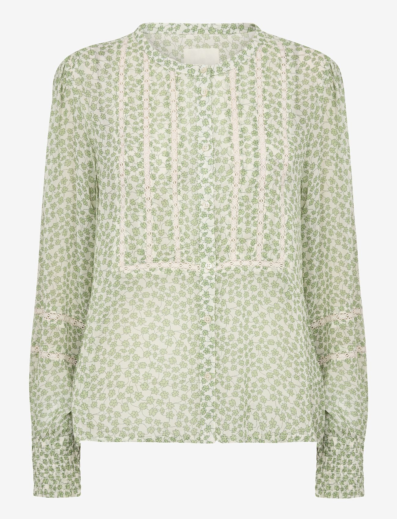 Part Two - NesmaPW SH - langærmede bluser - green mini grid flower - 0