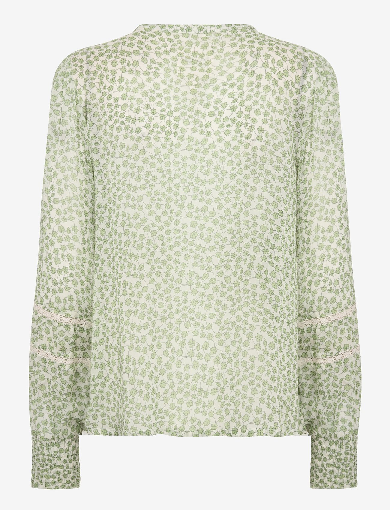 Part Two - NesmaPW SH - langærmede bluser - green mini grid flower - 1