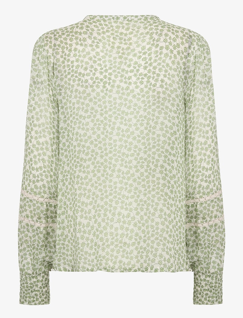 Part Two - NesmaPW SH - langärmlige blusen - green mini grid flower - 2