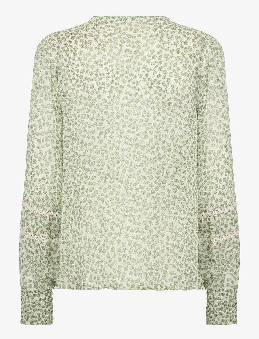Part Two - NesmaPW SH - langärmelige blusen - green mini grid flower - 2