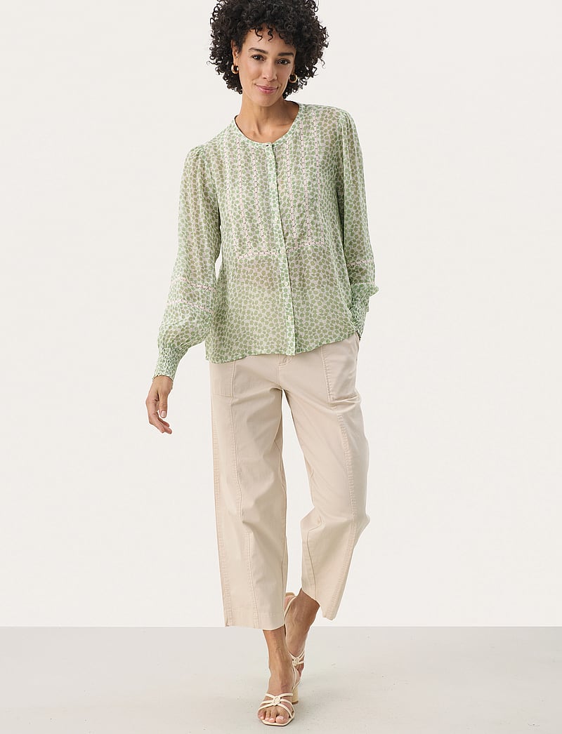 Part Two - NesmaPW SH - langärmlige blusen - green mini grid flower - 3