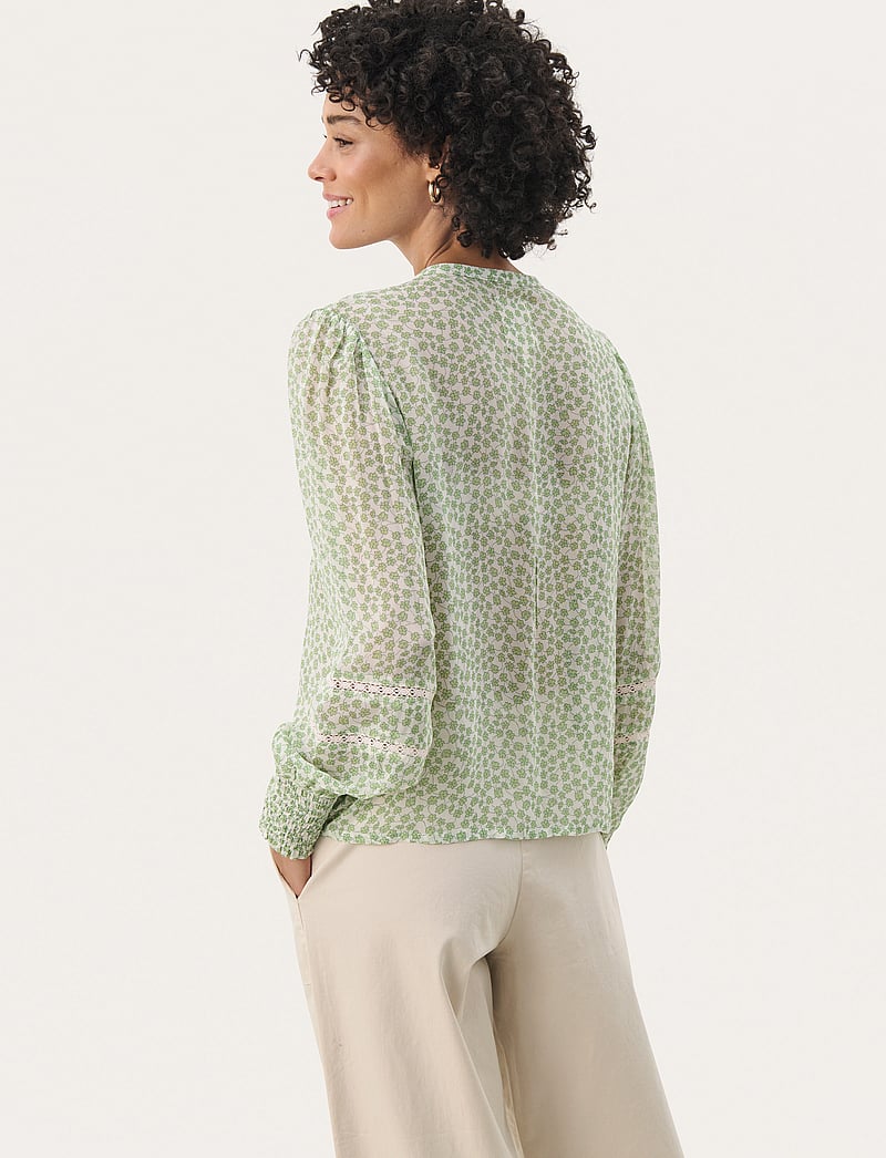 Part Two - NesmaPW SH - langärmlige blusen - green mini grid flower - 4